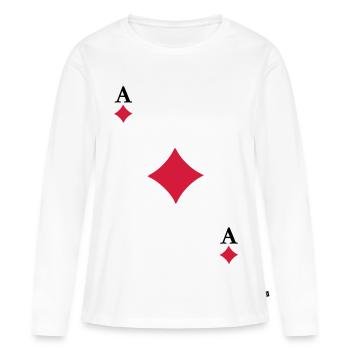 As de Carreau - T-shirt manches longues Premium bio Femme - blanc - Devant - Julia (174cm)
