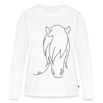 Pferd Silhouette - Frauen Premium Bio Langarmshirt - Weiß - Vorne - Julia (174cm)