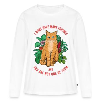 Chat pas sympathique - T-shirt manches longues Premium bio Femme - blanc - Devant - Julia (174cm)