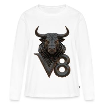 V8 - T-shirt manches longues Premium bio Femme - blanc - Devant - Julia (174cm)