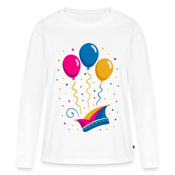 Carnival with jester's cap and colorful balloons - Women's Premium Organic Long Sleeve Shirt - white - Front - Julia (174cm)