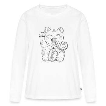 Bakeneko schwarz - Frauen Premium Bio Langarmshirt - Weiß - Vorne - Julia (174cm)