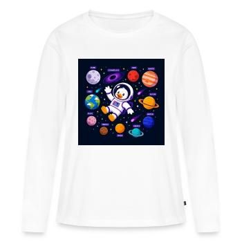 Astronaut Duck – Ente im Weltraum | Lustiges Space - Frauen Premium Bio Langarmshirt - Weiß - Vorne - Julia (174cm)