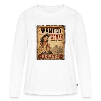 wanted_woman - Frauen Premium Bio Langarmshirt - Weiß - Vorne - Julia (174cm)