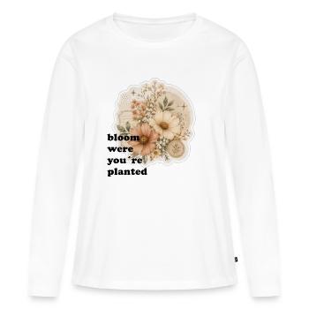 Blumenzeit Vintage Bouquet - Frauen Premium Bio Langarmshirt - Weiß - Vorne - Julia (174cm)