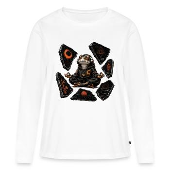 Meditating Frog Pullover Hoodie Zen - Women's Premium Organic Long Sleeve Shirt - white - Front - Julia (174cm)