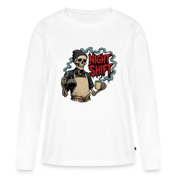 Night Shift Coffee – Barista-Skelett Nachtschicht - Frauen Premium Bio Langarmshirt - Weiß - Vorne - Julia (174cm)