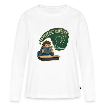 Ich melde mich innerlich – Introvertierter Schüler - Frauen Premium Bio Langarmshirt - Weiß - Vorne - Julia (174cm)