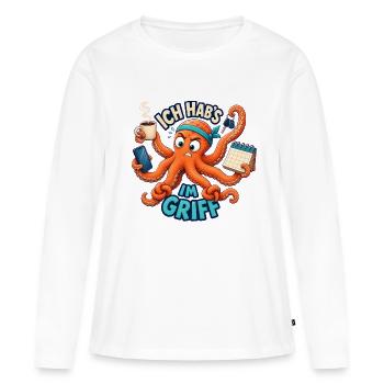 Ich hab's im Griff – Oktopus Multitasking - Frauen Premium Bio Langarmshirt - Weiß - Vorne - Julia (174cm)