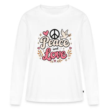 Frieden und Liebe - Frauen Premium Bio Langarmshirt - Weiß - Vorne - Julia (174cm)