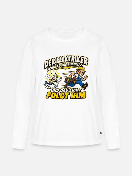 Elektriker – Schnell wie ein Blitz - Frauen Premium Bio Langarmshirt - Weiß