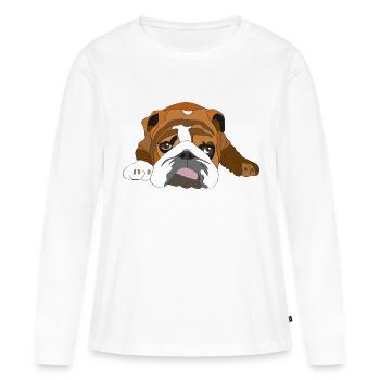 bouledogue - T-shirt manches longues Premium bio Femme - blanc - Devant - Julia (174cm)