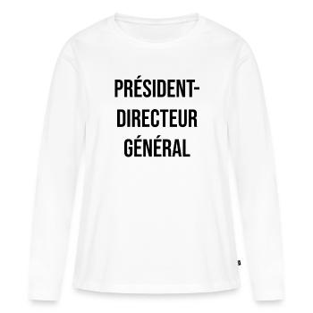 PDG - Président-directeur général - Frauen Premium Bio Langarmshirt - Weiß - Vorne - Julia (174cm)