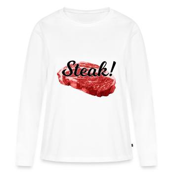 steak - T-shirt manches longues Premium bio Femme - blanc - Devant - Julia (174cm)