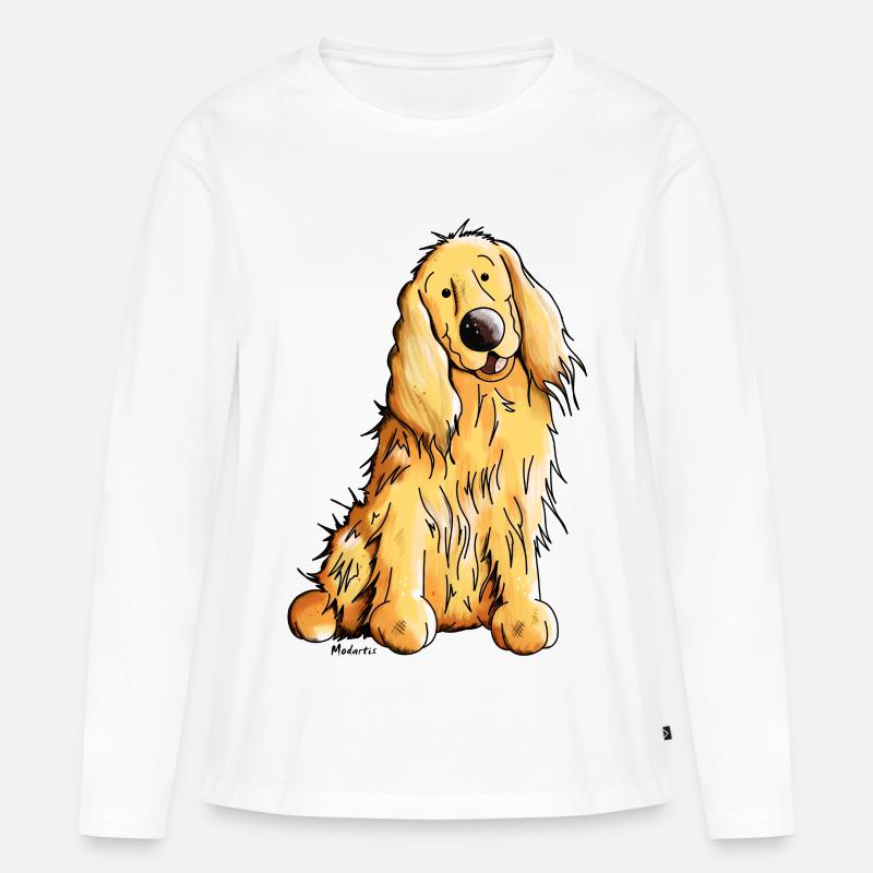 Happy Cocker Spaniel - Frauen Premium Bio Langarmshirt - Weiß