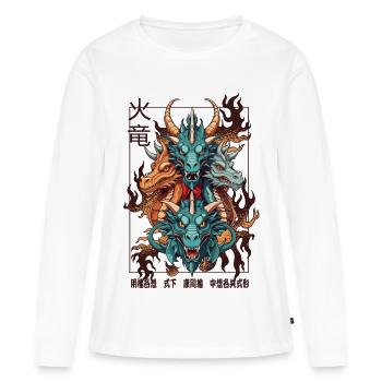 Dragons chinois - T-shirt manches longues Premium bio Femme - blanc - Devant - Julia (174cm)