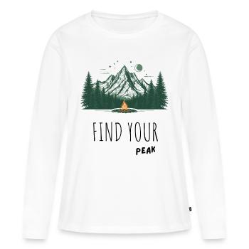 Feu de camp de la Montagne Éclairée par la Lune - T-shirt manches longues Premium bio Femme - blanc - Devant - Julia (174cm)