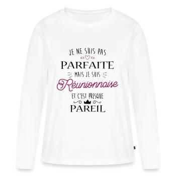 Réunionnaise Parfaite - T-shirt manches longues Premium bio Femme - blanc - Devant - Julia (174cm)