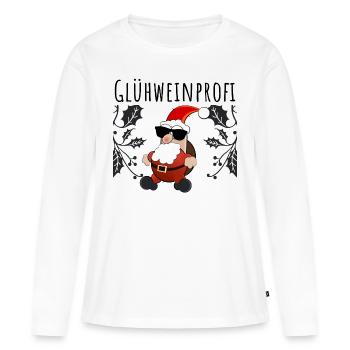 Vin chaud de noël - T-shirt manches longues Premium bio Femme - blanc - Devant - Julia (174cm)