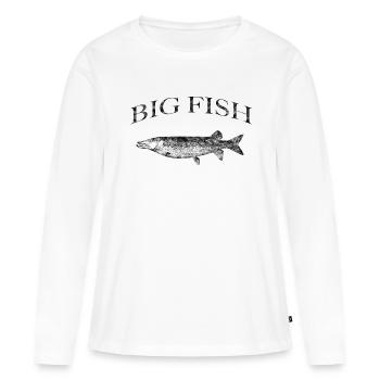 Gros poisson - T-shirt manches longues Premium bio Femme - blanc - Devant - Julia (174cm)