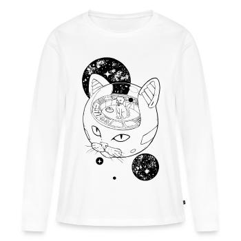 Space Emperor Cat - Women's Premium Organic Long Sleeve Shirt - white - Front - Julia (174cm)