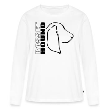 BASSET HOUND PROFIL - T-shirt manches longues Premium bio Femme - blanc - Devant - Julia (174cm)