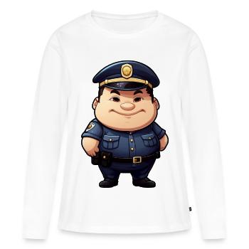 gros policier - T-shirt manches longues Premium bio Femme - blanc - Devant - Julia (174cm)
