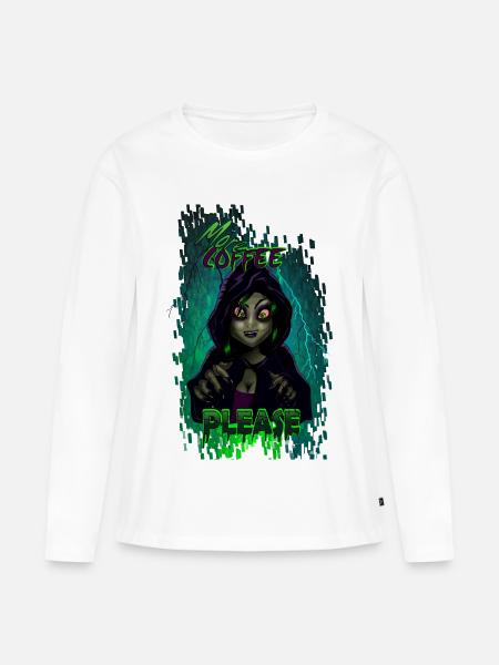 mehr Kaffee - Frauen Premium Bio Langarmshirt - Weiß