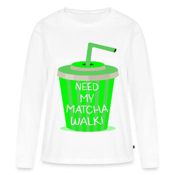 Matcha Walk - Frauen Premium Bio Langarmshirt - Weiß - Vorne - Julia (174cm)