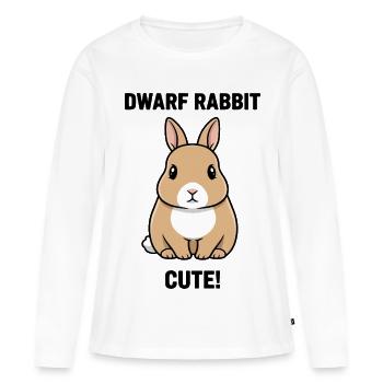 Lapin Nain Dwarf Rabbit Cute Lapereau Fétiche - T-shirt manches longues Premium bio Femme - blanc - Devant - Julia (174cm)
