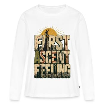 Première ascension : sensation Ascension Première ascension Sommet - T-shirt manches longues Premium bio Femme - blanc - Devant - Julia (174cm)