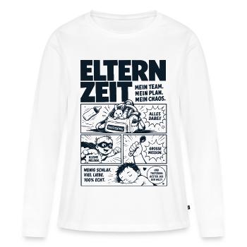 Elternzeit Mein Team Mein Plan Mein Chaos - Frauen Premium Bio Langarmshirt - Weiß - Vorne - Julia (174cm)