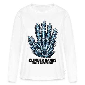 Mains d’escalade : Conception différente de rayons X - T-shirt manches longues Premium bio Femme - blanc - Devant - Julia (174cm)