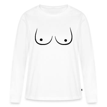 Poitrines poitrines boobs seins - T-shirt manches longues Premium bio Femme - blanc - Devant - Julia (174cm)