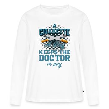 Fumeur fumeur cigarette cadeau - T-shirt manches longues Premium bio Femme - blanc - Devant - Julia (174cm)