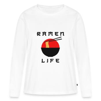 Ramen Life Soleil Levant - T-shirt manches longues Premium bio Femme - blanc - Devant - Julia (174cm)