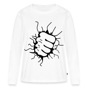 Poing Poing Poing Poing Poing - T-shirt manches longues Premium bio Femme - blanc - Devant - Julia (174cm)