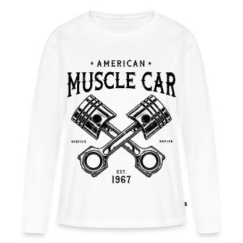 Muscle-car American Classic v8 - T-shirt manches longues Premium bio Femme - blanc - Devant - Julia (174cm)