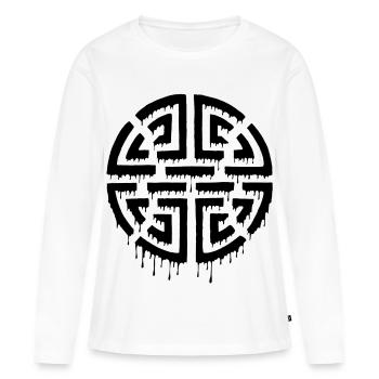 Graffiti eines schwarzen Labyrinths - Frauen Premium Bio Langarmshirt - Weiß - Vorne - Julia (174cm)