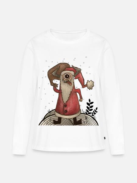 Lustiges Weihnachtsmann Monster - Frauen Premium Bio Langarmshirt - Weiß