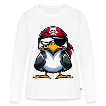 mouette pirate bandeau oeil - T-shirt manches longues Premium bio Femme - blanc - Devant - Julia (174cm)