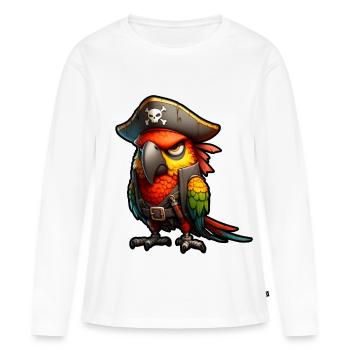 perroquet pirate rouge - T-shirt manches longues Premium bio Femme - blanc - Devant - Julia (174cm)