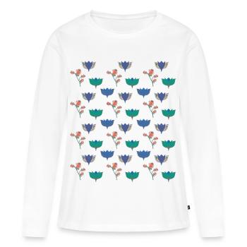 Romance de jardin - T-shirt manches longues Premium bio Femme - blanc - Devant - Julia (174cm)