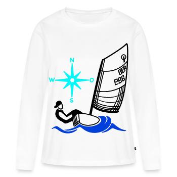 Régate pour enfants de voiliers Optimist Opti - T-shirt manches longues Premium bio Femme - blanc - Devant - Julia (174cm)
