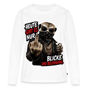Blicke und Beleidigung - Frauen Premium Bio Langarmshirt - Weiß - Vorne - Julia (174cm)
