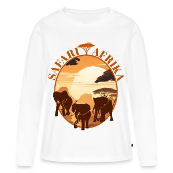 Savannen Afrika Elefanten Sonnenuntergang Logo - Frauen Premium Bio Langarmshirt - Weiß - Vorne - Julia (174cm)