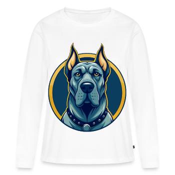 Dogge Kawaii Maskottchen Cartoon Clipart Logo - Frauen Premium Bio Langarmshirt - Weiß - Vorne - Julia (174cm)