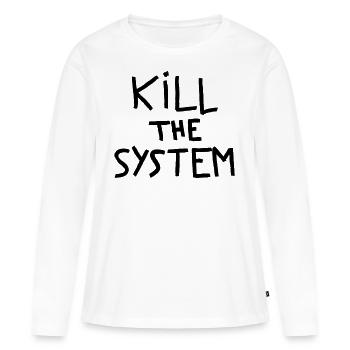 töten das System - Frauen Premium Bio Langarmshirt - Weiß - Vorne - Julia (174cm)