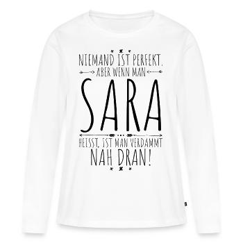 Sara perfekt - Frauen Premium Bio Langarmshirt - Weiß - Vorne - Julia (174cm)