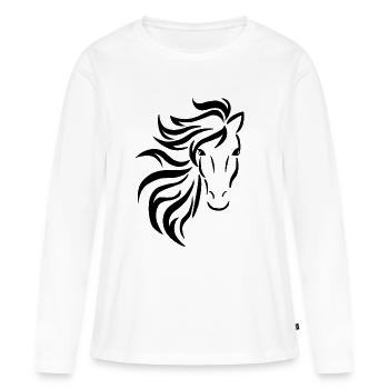 Pferd Tribal Pferdefreund wild - Frauen Premium Bio Langarmshirt - Weiß - Vorne - Julia (174cm)